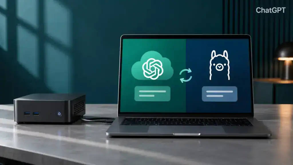 Illustration zum Praxisvideo: ChatGPT Desktop App + Ollama: Lokale LLMs kostenlos einbinden!