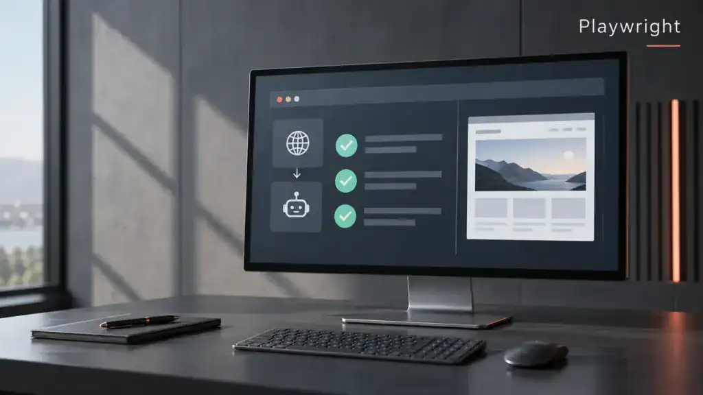 Illustration zum Praxisvideo: Playwright: KI gesteuerte Browser-Automatisierung