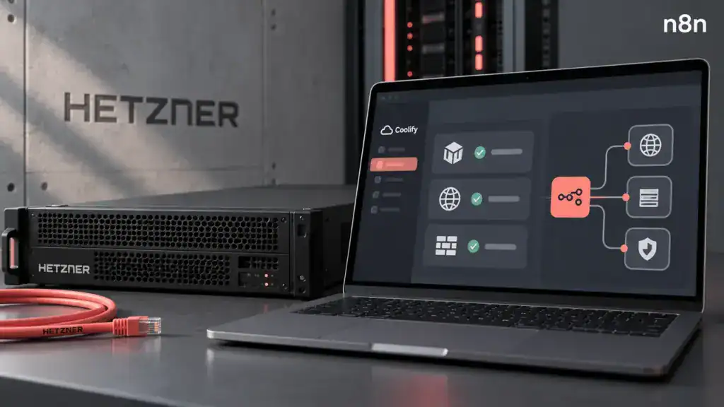 Illustration zum Praxisvideo: Installation von n8n mit Coolify auf einem Server von Hetzner