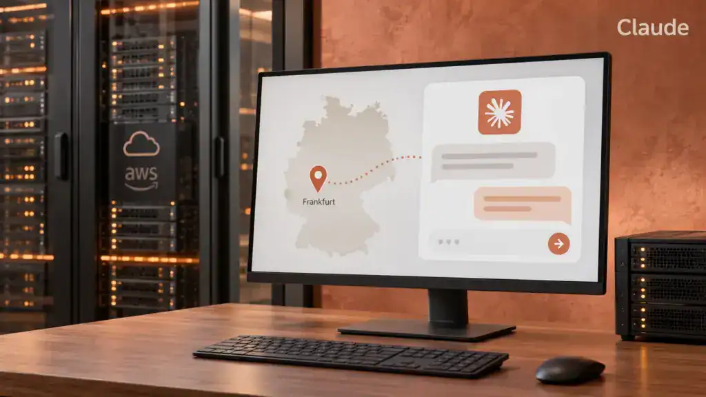 Illustration zum Praxisvideo: Claude Desktop + Amazon Bedrock: KI-Chat mit Servern in Frankfurt